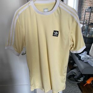 ADIDAS ORIGINALS - Mens white-striped yellow athletic top - Medium